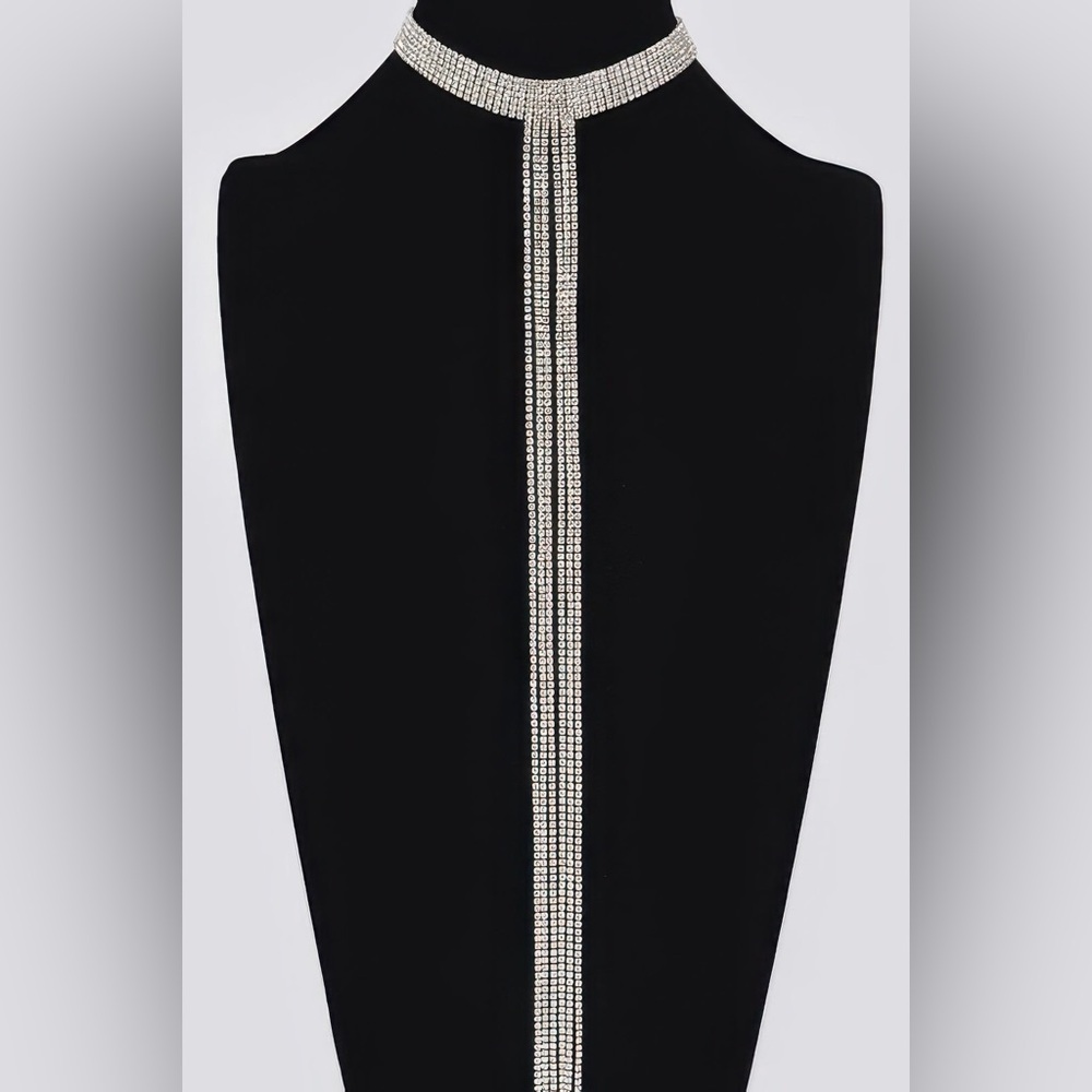 Bar Line Rhinestone Choker Necklace
